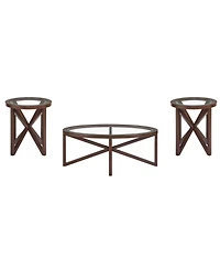 Streamdale Modern Glass Coffee Table - Wood Base, Round Top