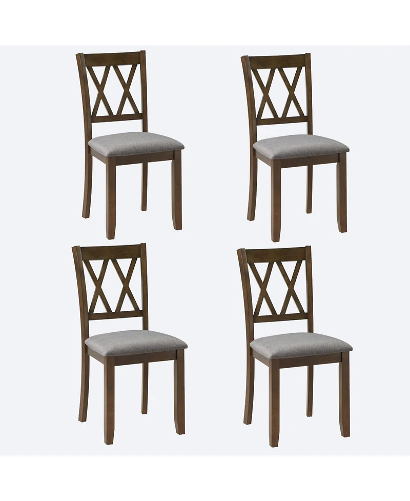 Streamdale Furniture Walnut Wood Dining Chairs Set of 4, Padded Seat