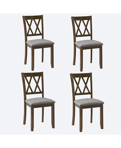 Streamdale Furniture Walnut Wood Dining Chairs Set of 4, Padded Seat
