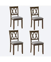 Streamdale Furniture Walnut Wood Dining Chairs Set of 4, Padded Seat