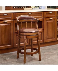 Streamdale Furniture Leather Swivel Bar Stool, 26.5", Brown