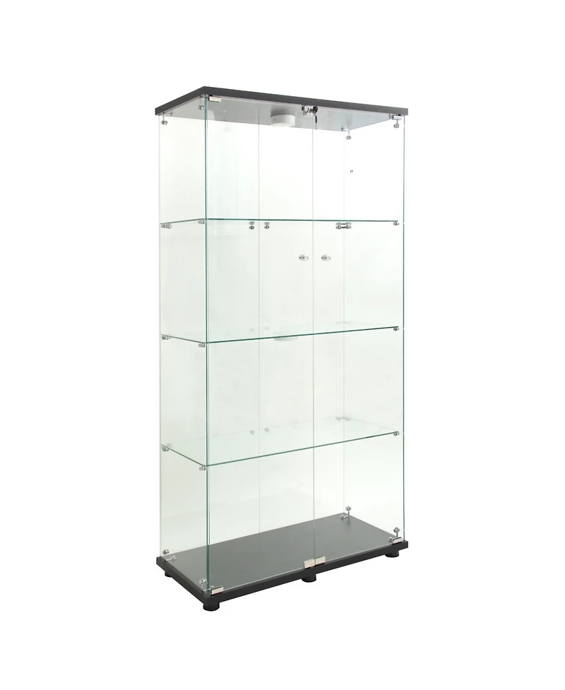 Streamdale Furniture Led Glass Display Cabinet with 4 Shelves, 64.7"x31.7"x14.3")