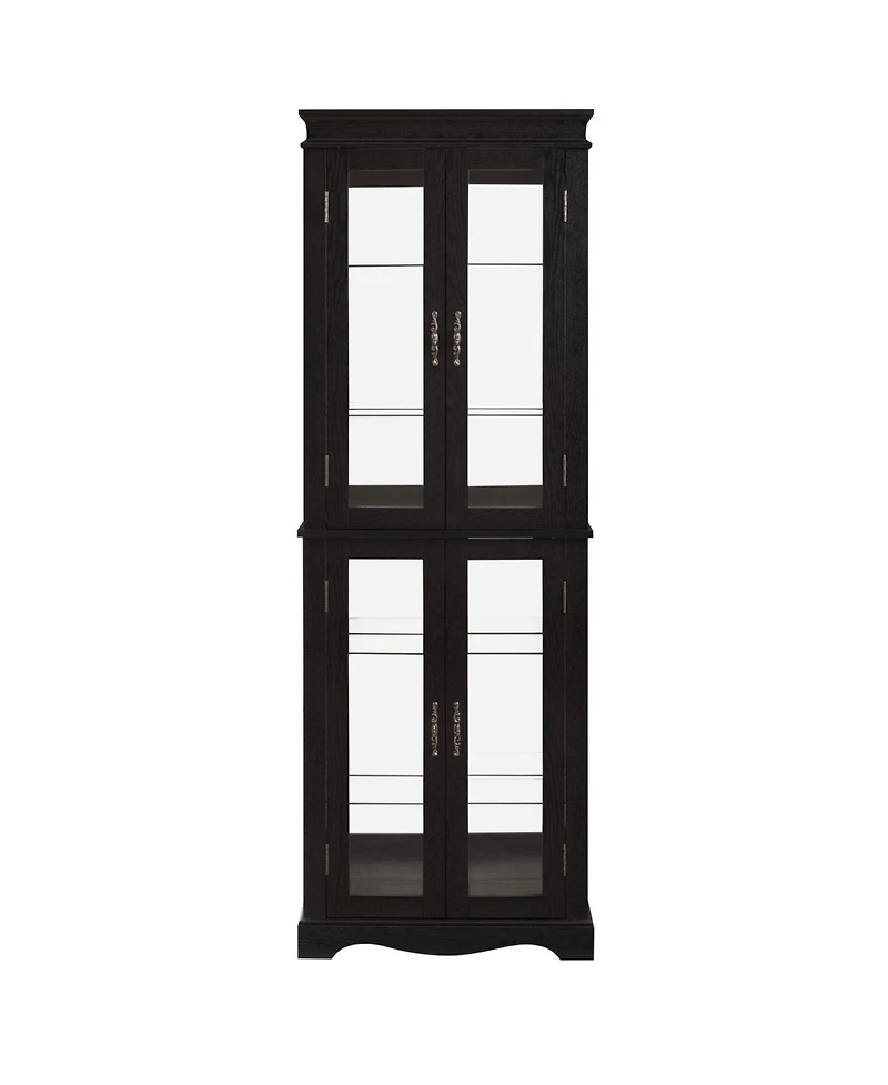Streamdale Furniture Lighted Glass Curio Cabinet - Black