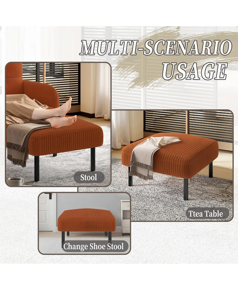 Streamdale Furniture Streamdale Corduroy Ottoman Footstool with Legs