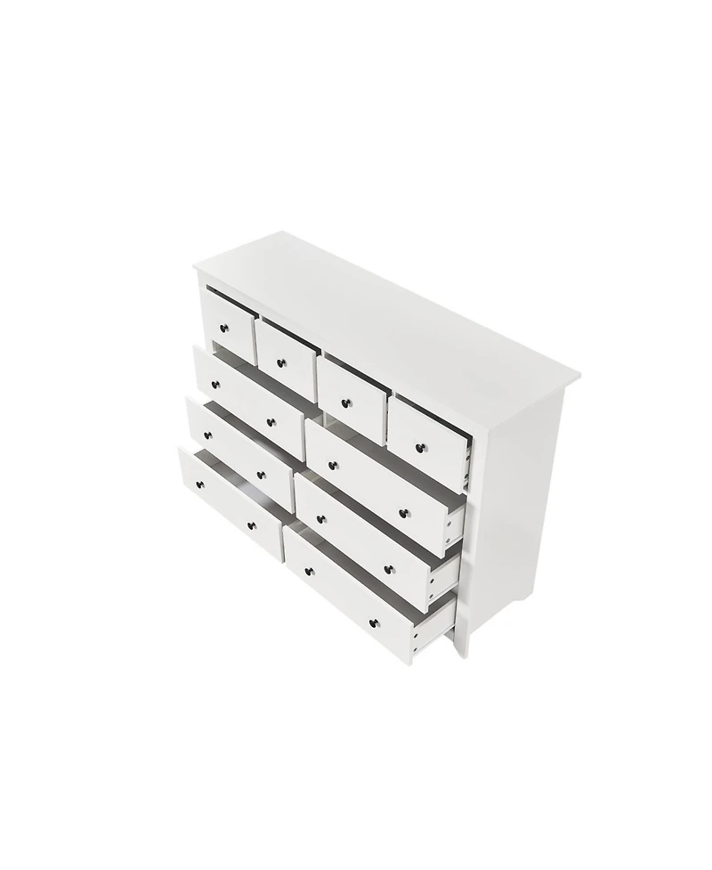 Streamdale Furniture White 10-Drawer Dresser - Modern Bedroom Storage
