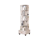 Streamdale Furniture Rotating Bookshelf with Drawer, 6-Tier Corner Bookcase, White
