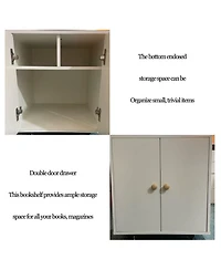 Streamdale Furniture Rotating 5-Tier Corner Bookshelf with Drawer