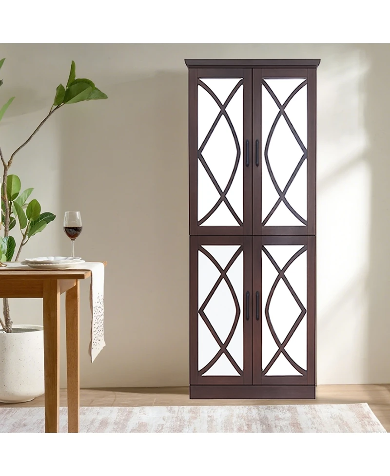 Streamdale Furniture 68" Shoe Cabinet with Doors, 8-Tier Adjustable Shoe Organizer, Walnut