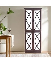 Streamdale Furniture 68" Shoe Cabinet with Doors, 8-Tier Adjustable Shoe Organizer, Walnut