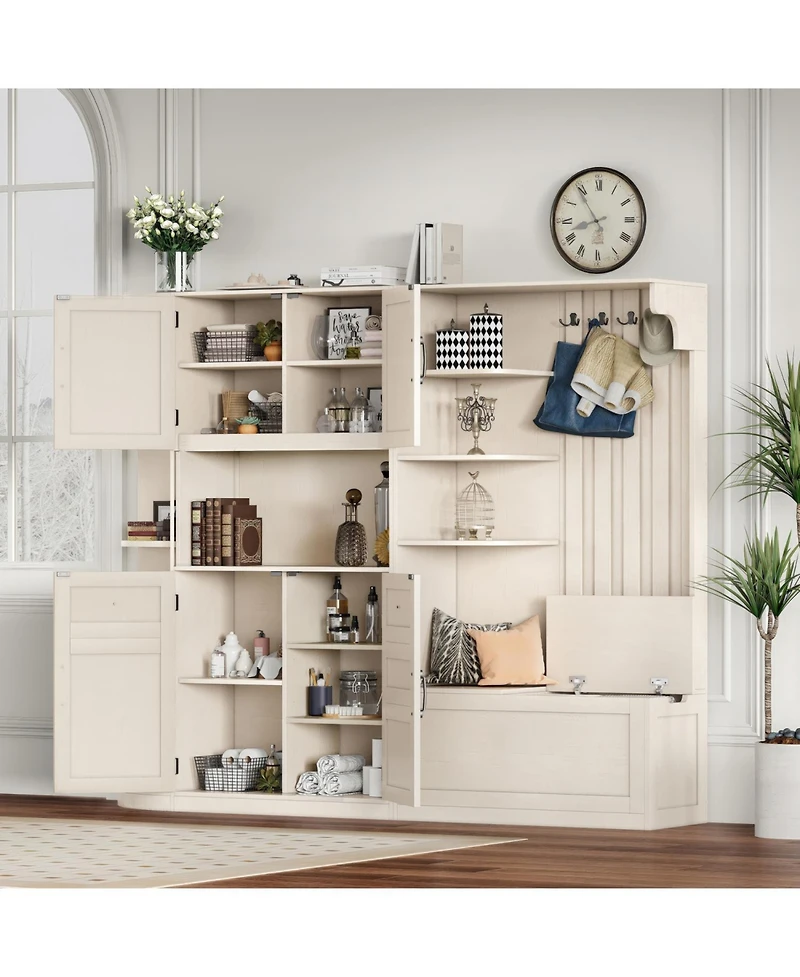Streamdale Furniture Hall Cabinet with Storage & Hooks