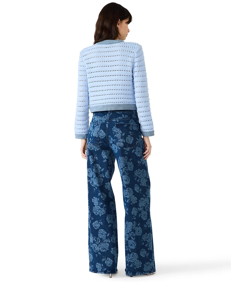 Steve Madden Women's Crewneck Cassette Cardigan Sweater