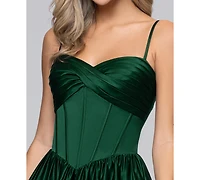Blondie Nites Juniors' Lamour Twist Front-Corset Ball Gown