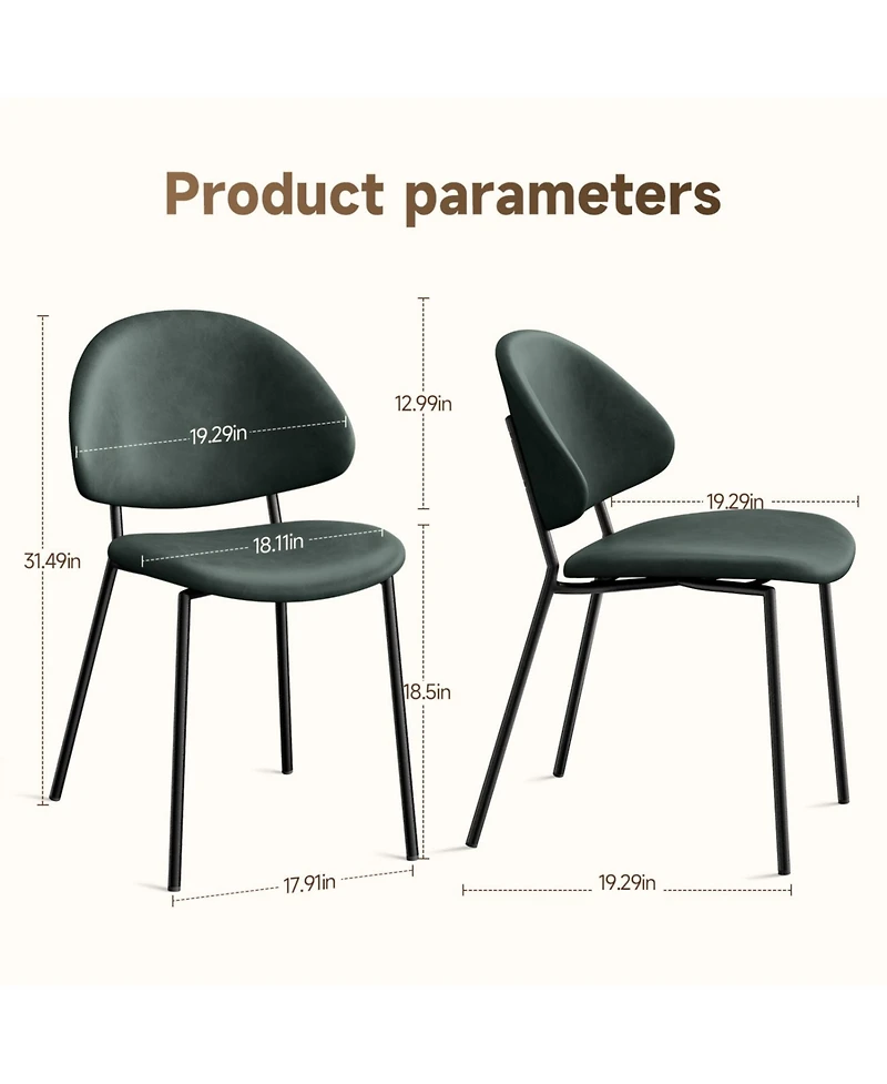 Streamdale Furniture Green Pu Leather Dining Chairs - Set of 4