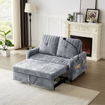 Streamdale Furniture Modern Loveseat Sofa Bed With Pull Out Storage Ports