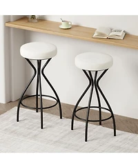 Streamdale Furniture Backless Bar Stools Set of 2 - Black & Cream