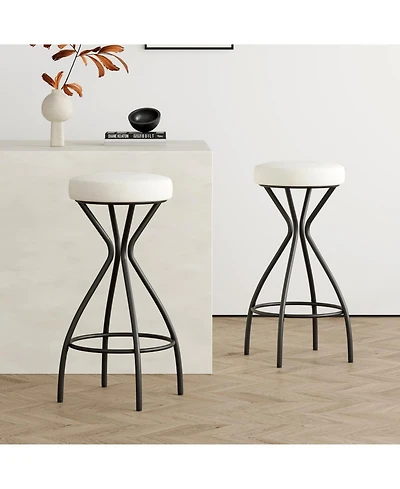 Streamdale Furniture Backless Bar Stools Set of 2 - Black & Cream