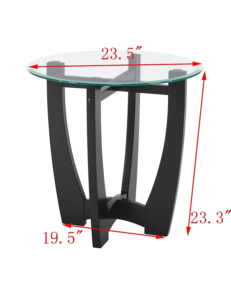 Streamdale Furniture 23.5" Round Glass Coffee Table - Black