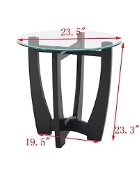 Streamdale Furniture 23.5" Round Glass Coffee Table - Black