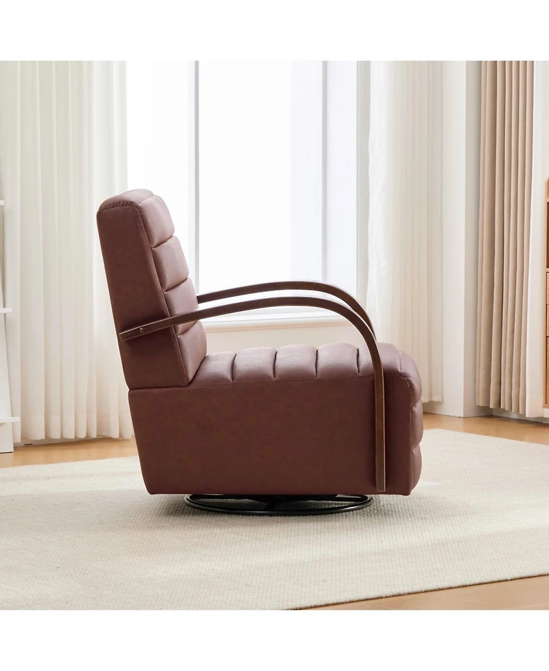 Streamdale Furniture Streamdale Modern Swivel Accent Chair with Wood Armrests