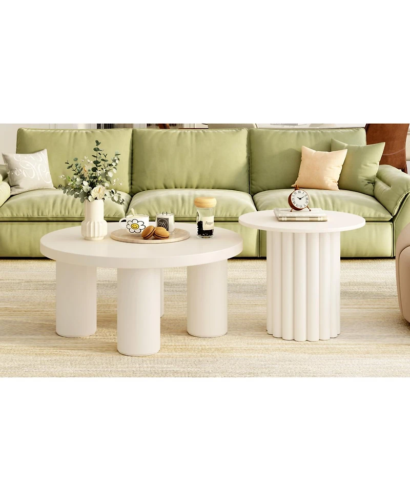 Streamdale Furniture Round Coffee Table Set of 2