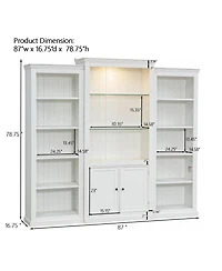 Streamdale Furniture 78.75" Led Bookcase Display Cabinet