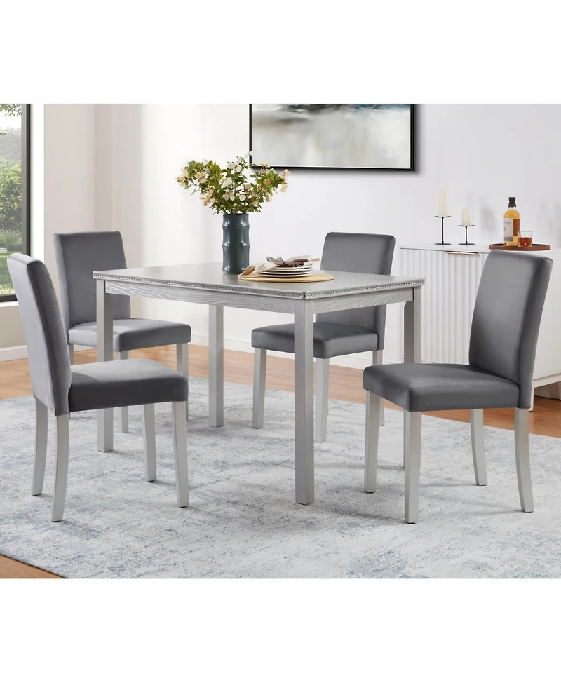 Streamdale Furniture 5-Piece Silver Grey Dining Set