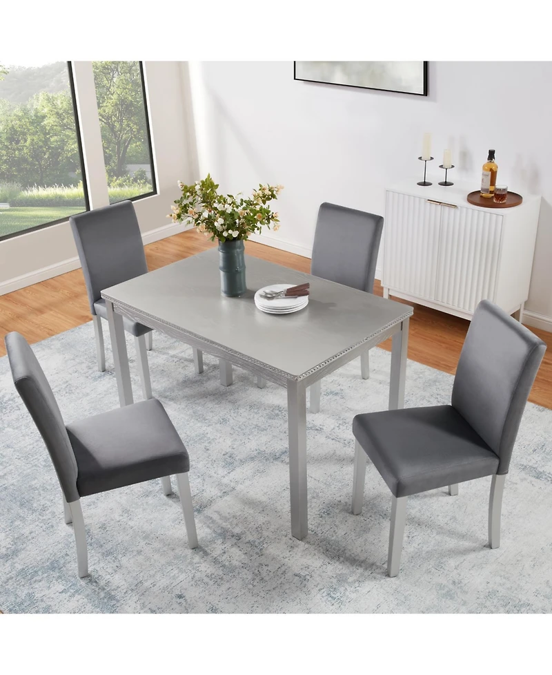Streamdale Furniture 5-Piece Silver Grey Dining Set
