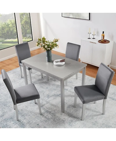 Streamdale Furniture 5-Piece Silver Grey Dining Set