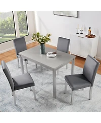 Streamdale Furniture 5-Piece Silver Grey Dining Set