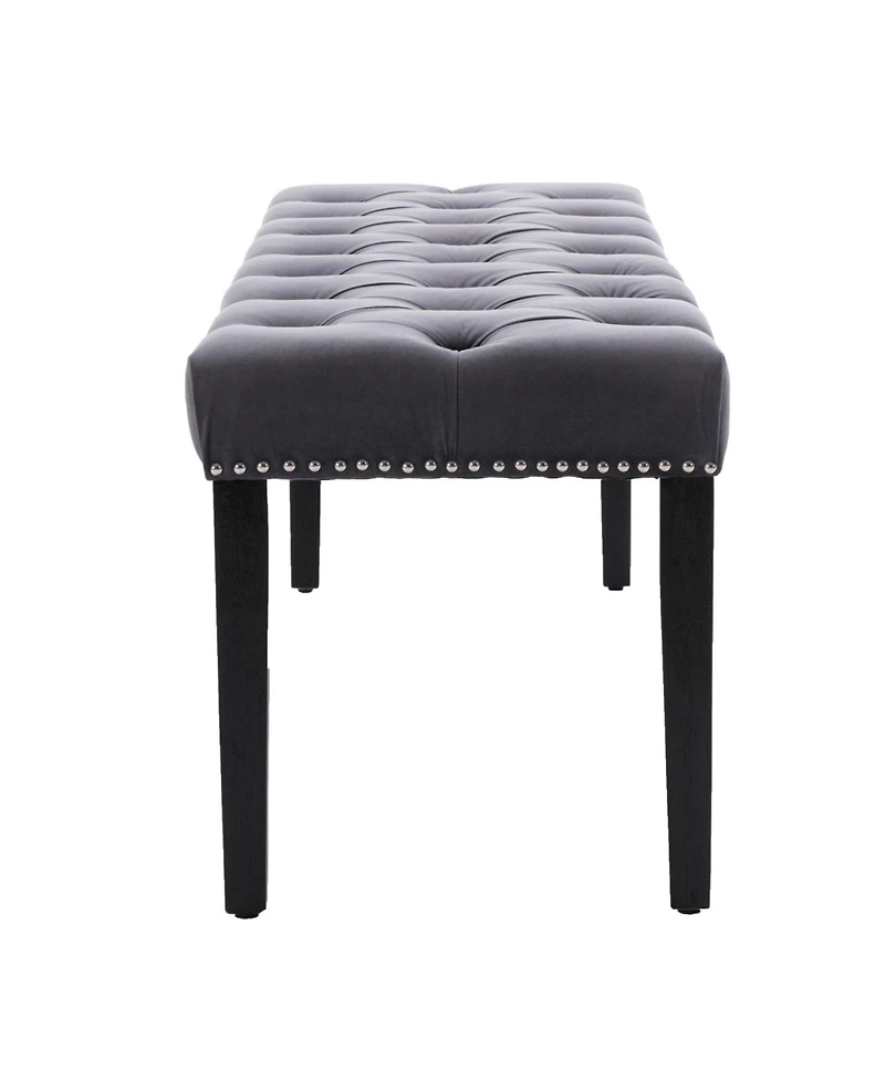 Streamdale Furniture Tufted Velvet Bench Ottoman - Dark Gray