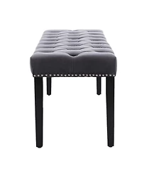 Streamdale Furniture Tufted Velvet Bench Ottoman - Dark Gray