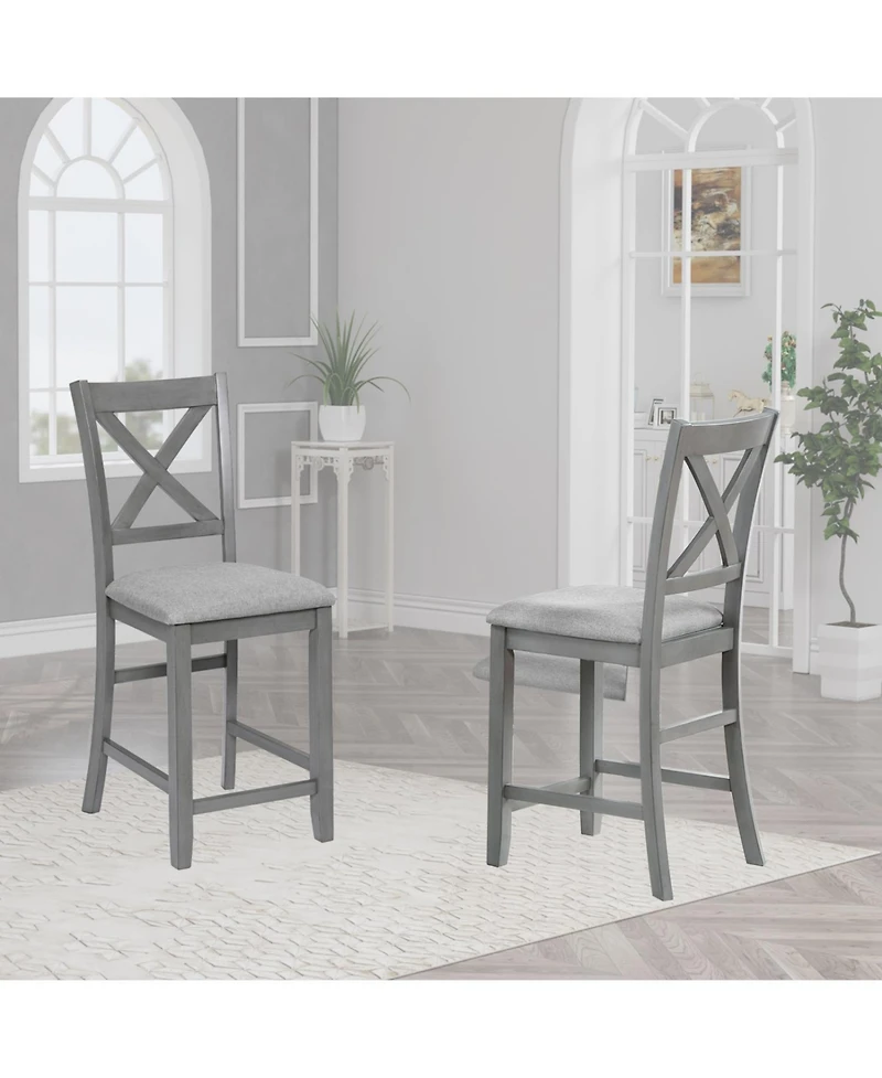 Streamdale Furniture Counter Height Chairs Set of 4, Padded Seat, Gray
