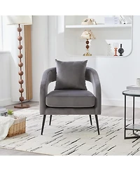 Streamdale Furniture Velvet Open Back Accent Chair, Metal Legs
