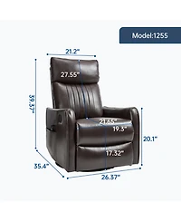 Streamdale Furniture Brown Faux Leather Massage Rocker Recliner