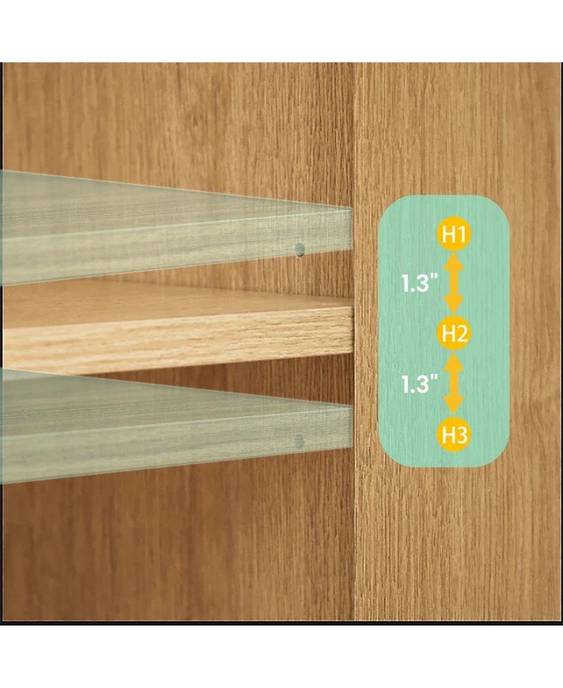 Streamdale Furniture Oak Buffet Cabinet Sideboard - Curved Wave Design