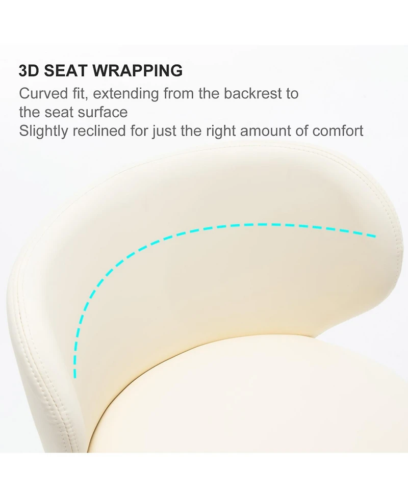 Streamdale Furniture Titanium Leather Bar Stool, Swivel Adjustable Height, White