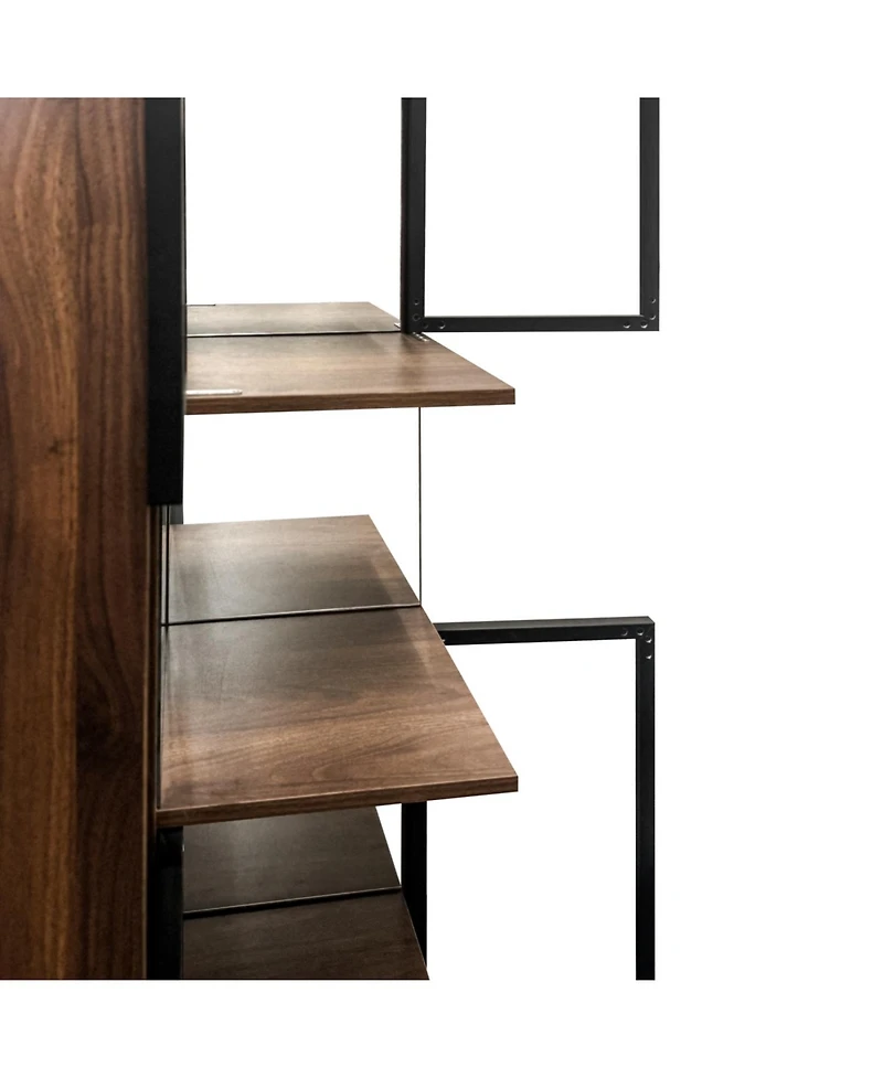 Streamdale Furniture 70" Display Cabinet w/ Glass Doors, Lights & Pull-Out Storage Shelf