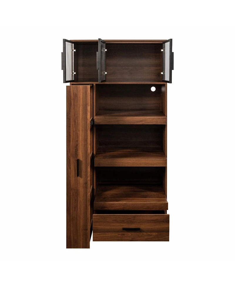 Streamdale Furniture 70.87" Kitchen Pantry Cabinet w/ Pull-Out Shelves, Drawer & Microwave Stand