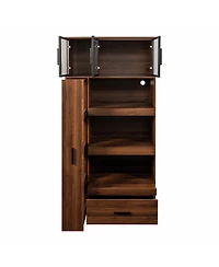 Streamdale Furniture 70.87" Kitchen Pantry Cabinet w/ Pull-Out Shelves, Drawer & Microwave Stand