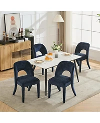 Streamdale Blue Chenille Dining Chairs - Hollow Back, Set of 2
