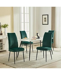 Streamdale Green Velvet Dining Chairs, Adjustable Feet, Set of 2