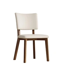 Streamdale Solid Wood Dining Chairs (Set of 2) - Modern Wooden Leg, White & Walnut