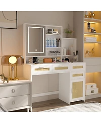 Streamdale Furniture Streamdale Led Makeup Vanity with Adjustable Lighting and Storage