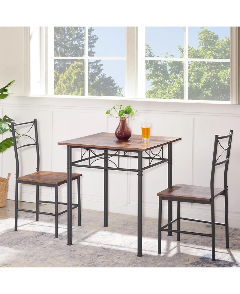 Streamdale Furniture + 3-Piece + Wood (or Mdf if applicable) + Retro Brown Finish + Kitchen/Dining Table Set