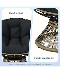 Streamdale Furniture 40" Ergonomic Wicker Chair with Cloud Cushion and 3-Proof Cover for Indoor Comfort