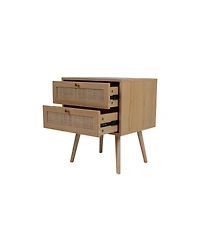 Streamdale Furniture Streamdale Vintage Caned Nightstand Modern Ambiance, Durable Style, Easy Assembly