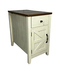 Streamdale Furniture Streamdale Farmhouse End Table with Barn Door & Drawer, Charging Station