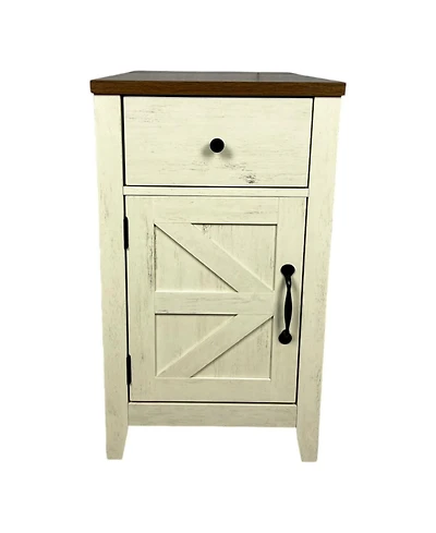 Streamdale Furniture Streamdale Farmhouse End Table with Barn Door & Drawer, Charging Station