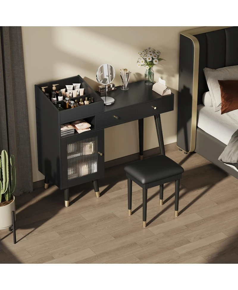 Streamdale Furniture Vanity Desk with Drawers Cabinet & Charging Port