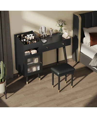 Streamdale Furniture Vanity Desk with Drawers Cabinet & Charging Port